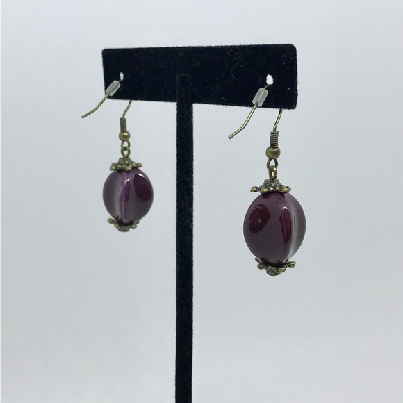 NWOT Premier Designs earrings “Purple Iris” ceramic stones - Picture 2 of 2